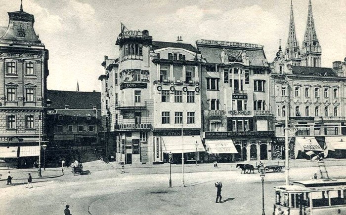 Splavnica - Trg bana Jelačića, prije izgradnje Dolca, oko 1911. godine